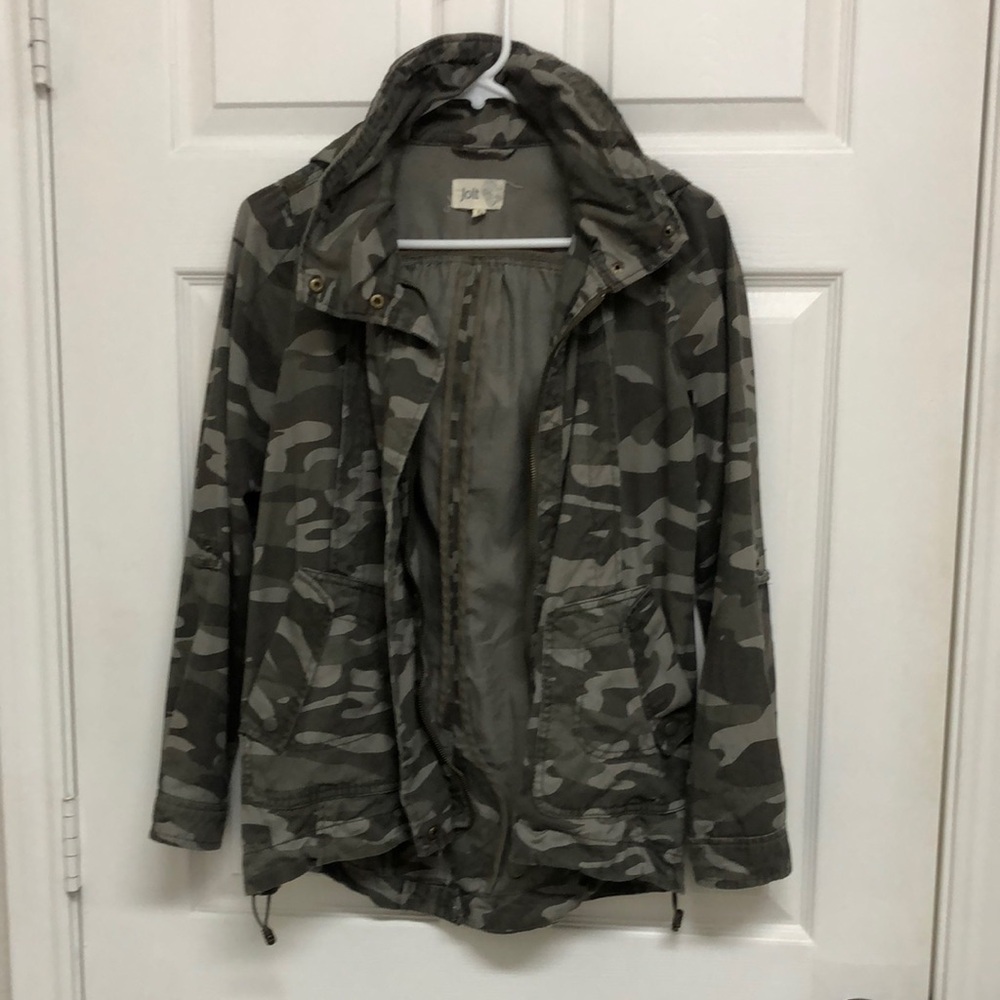 Jolt Gray Utility Jacket Lightweight Hooded Design